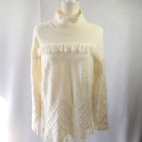 New Sonoma Tassels Beige Sweater Size Large - Picture 1 of 8